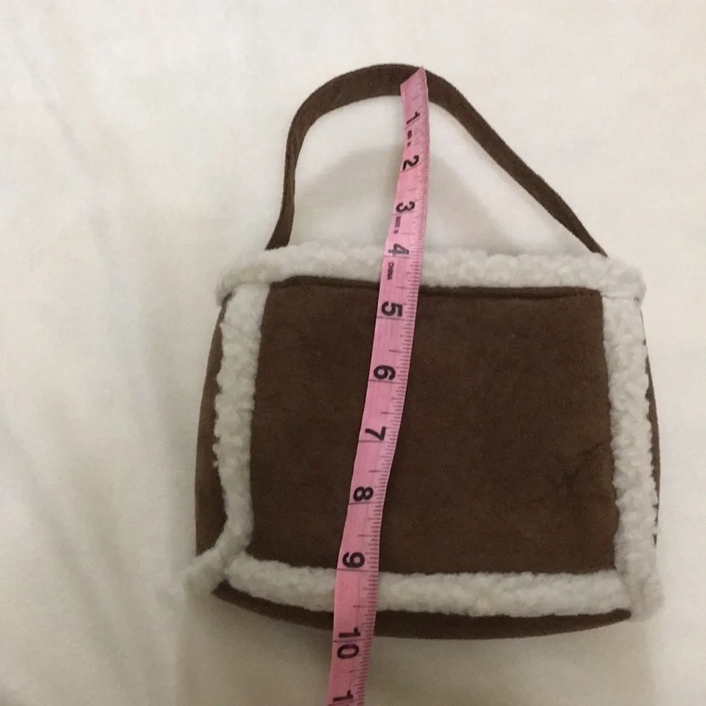 Faux Sherpa Mini Tote Bag Brown - Picture 5 of 5